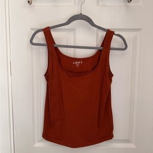 LOFT Red Fitted Sleeveless Tank Top